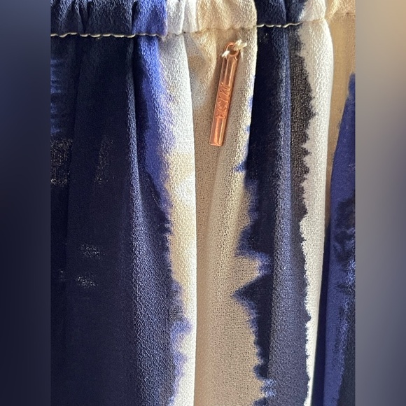 NWT MISA Los Angeles Karlina Blue and Cream Striped Women's Chiffon Mini Dress - Picture 9 of 12